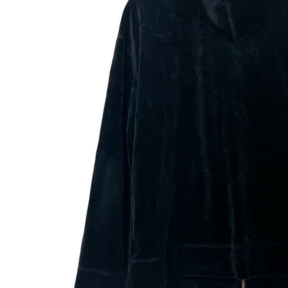 Jones New York | Black velour full zip front athletic hoodie sweatshirt … - Picture 6 of 11
